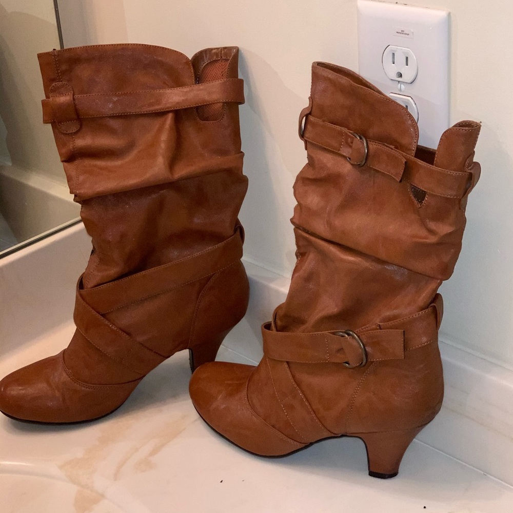 Tan leather boots